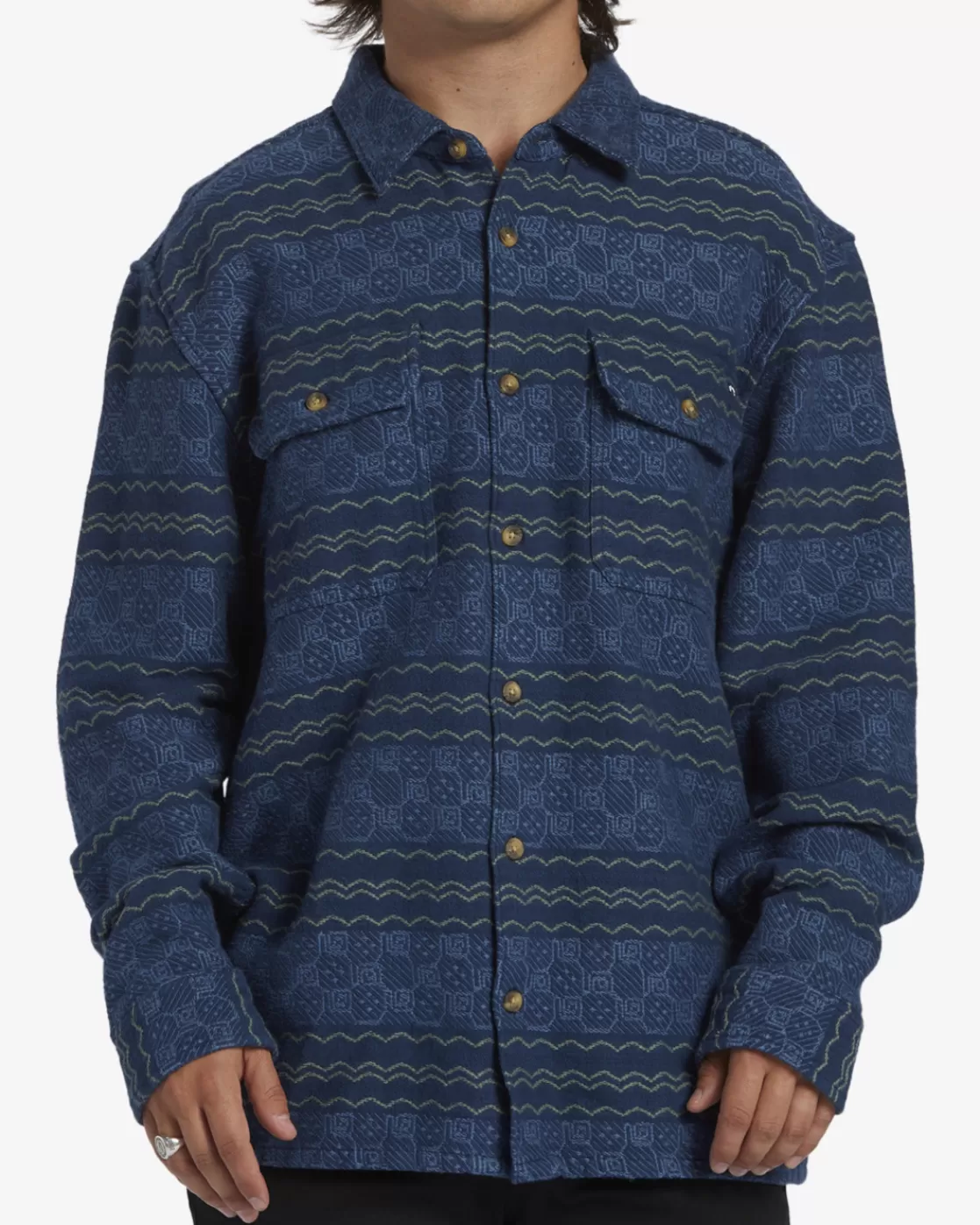 Cheap Billabong Offshore Jacquard Flannel Long Sleeve Shirt DARK BLUE