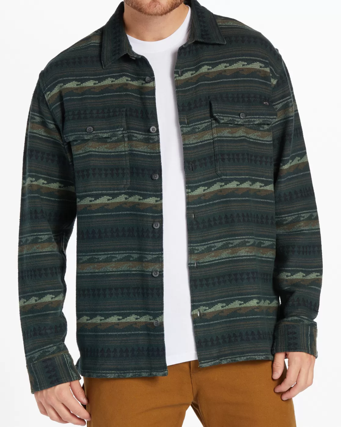 Cheap Billabong Offshore Jacquard Flannel Long Sleeve Shirt DARK FOREST