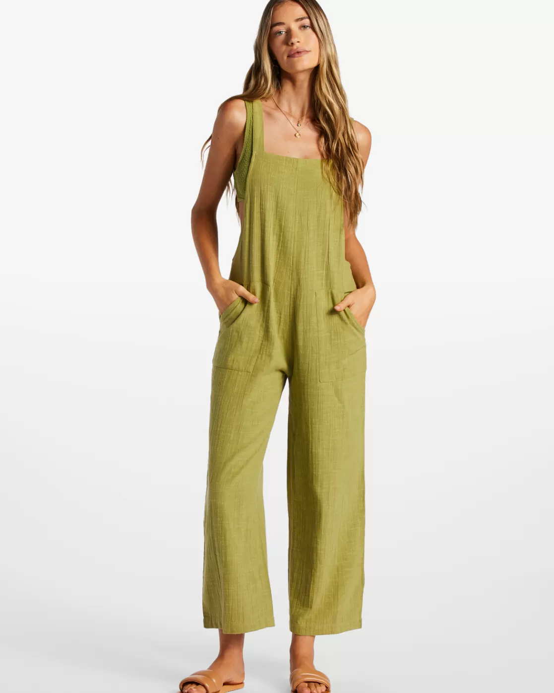 Discount Billabong Pacific Time Strappy Jumpsuit GREEN EYES