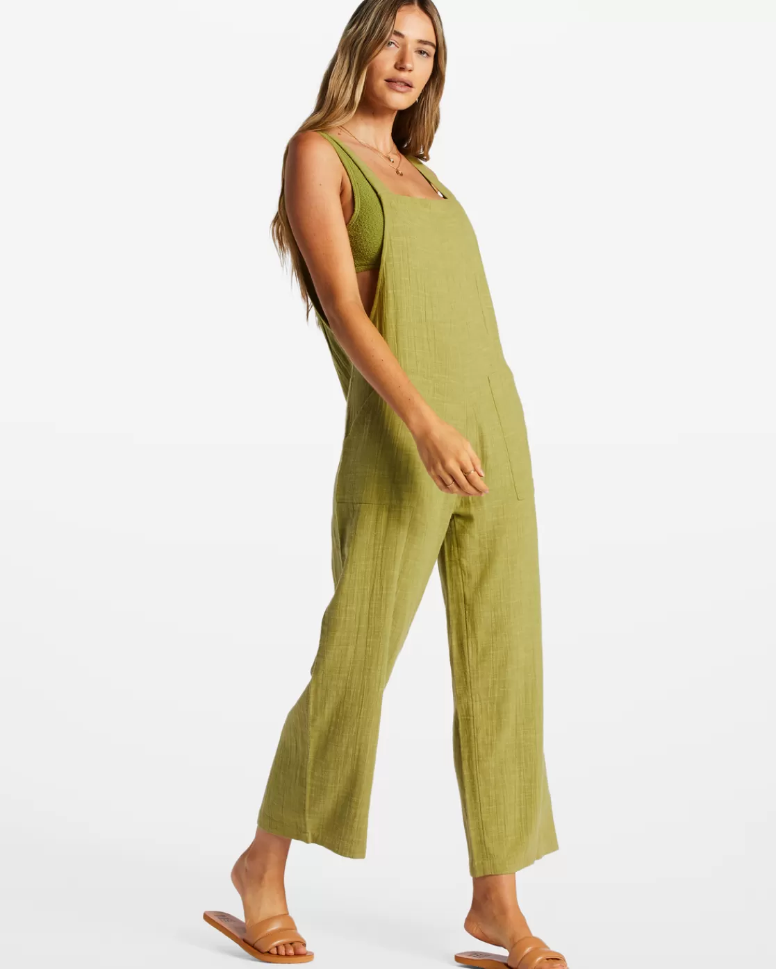 Discount Billabong Pacific Time Strappy Jumpsuit GREEN EYES