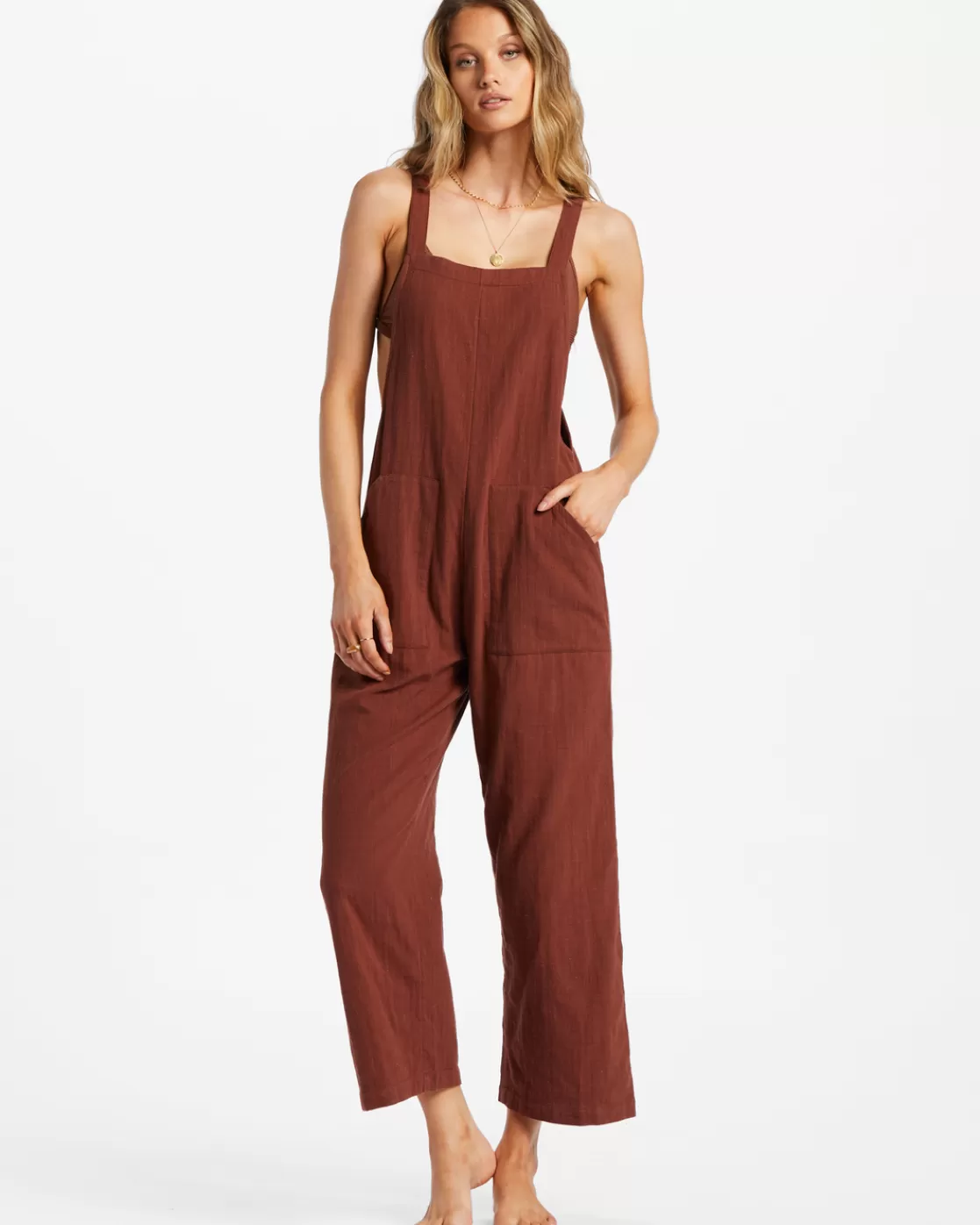 Fashion Billabong Pacific Time Strappy Jumpsuit MOCHA