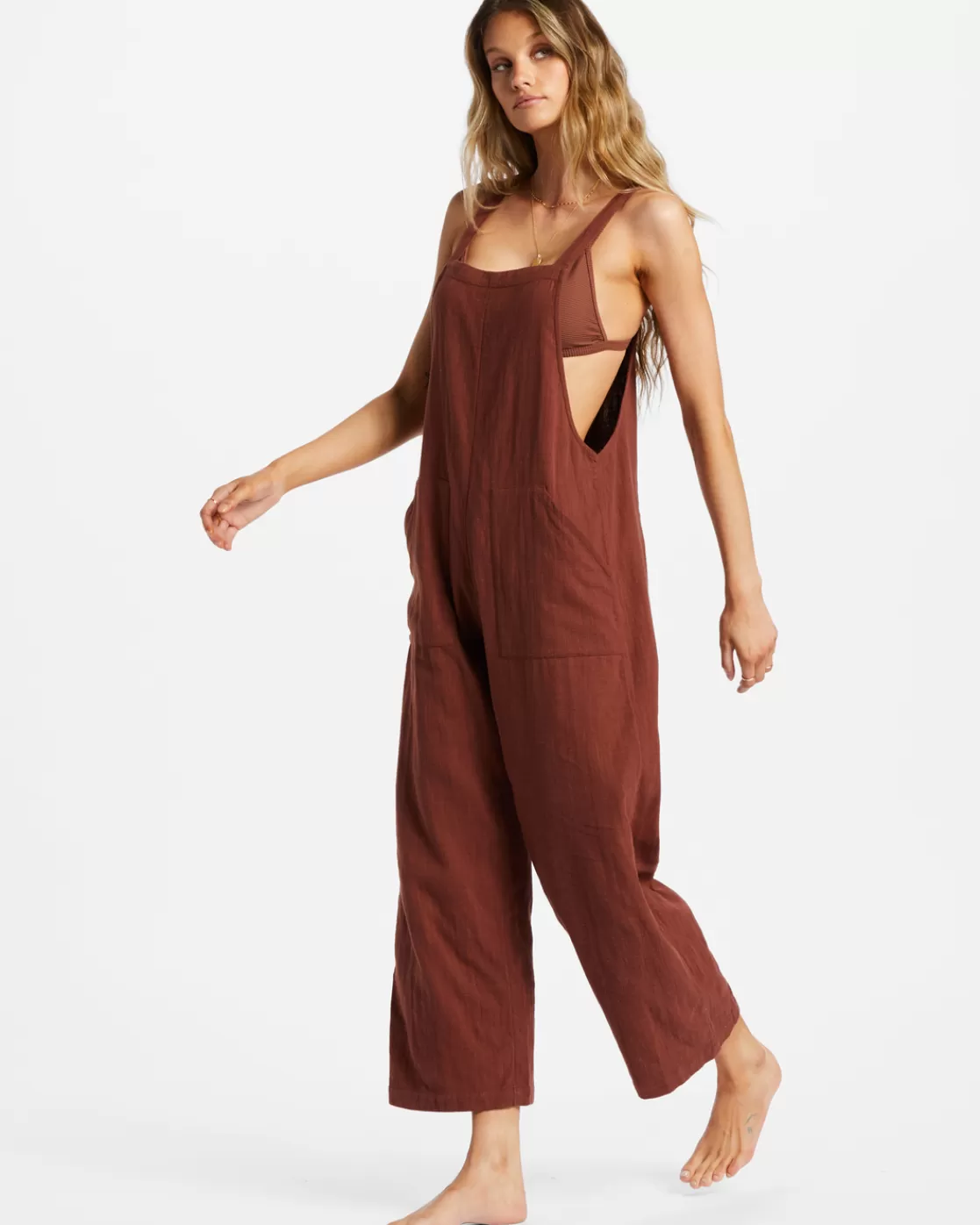 Fashion Billabong Pacific Time Strappy Jumpsuit MOCHA