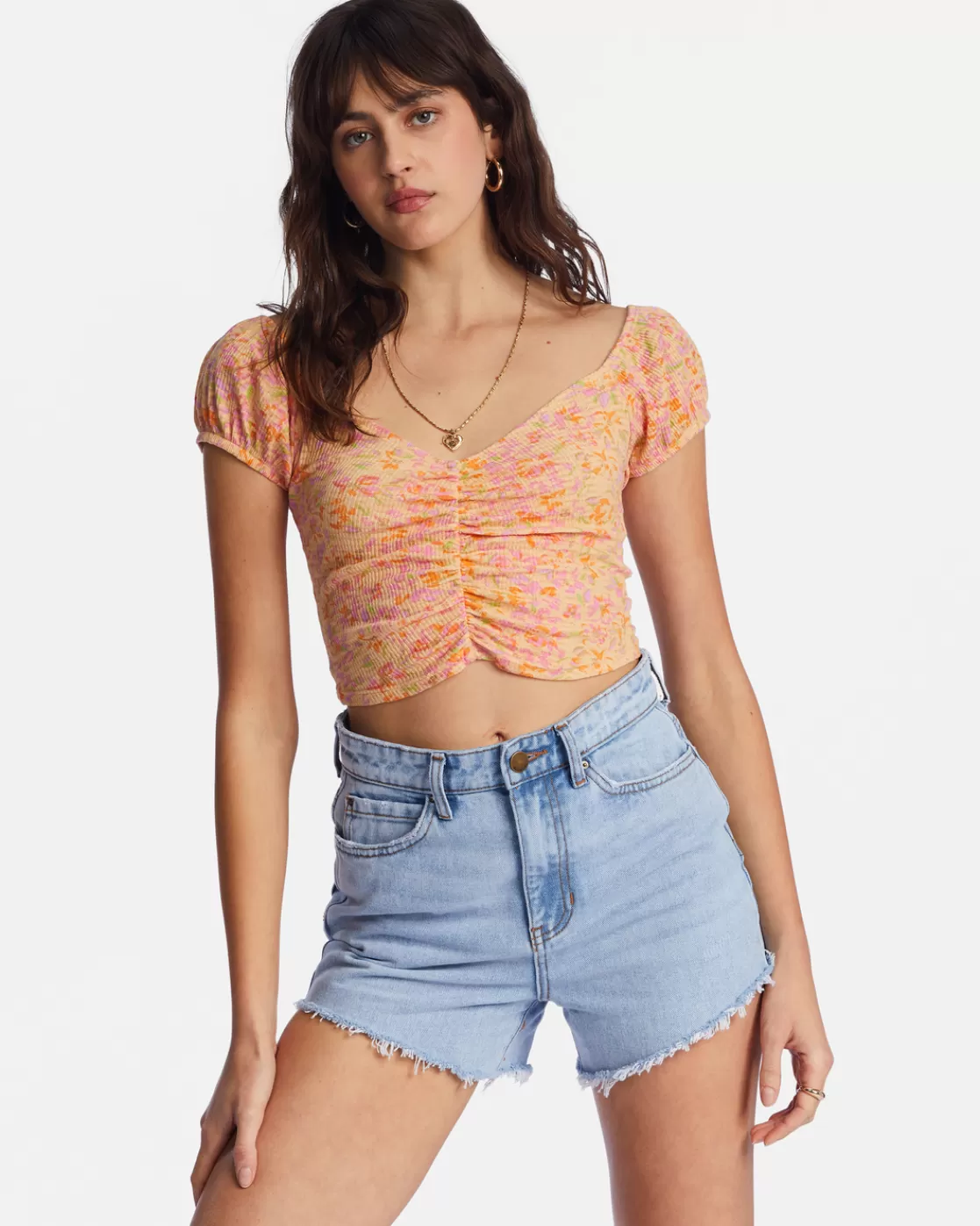 Outlet Billabong Pretty Sweet Crop Top PEACH PUNCH