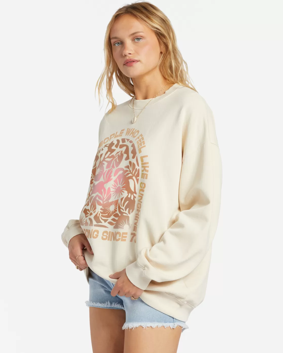 Online Billabong Ride In Oversized Crewneck Sweatshirt WHITECAP