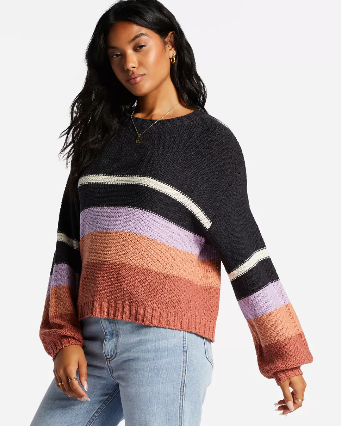 Hot Billabong Seeing Double Crop Crewneck Sweater LILAC BREEZE