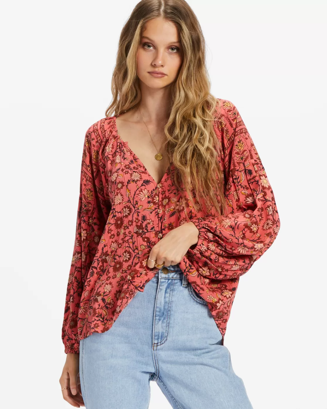 New Billabong Shes A Dreamer Woven Shirt HIBISCUS