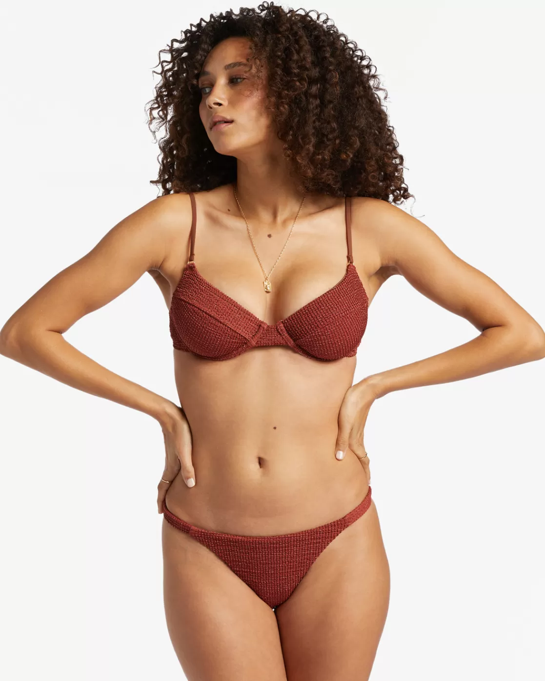 Fashion Billabong Shimmer High Morgan Underwire Bikini Top DEEP SIENNA