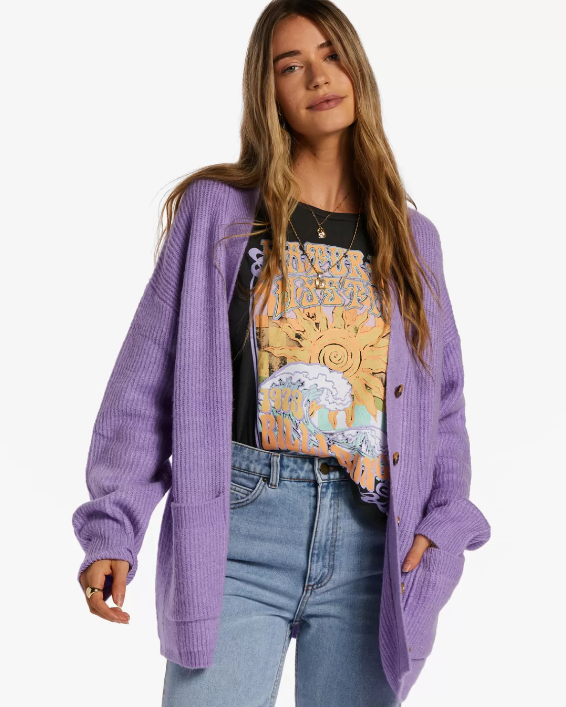 Sale Billabong So Chill Cardigan LILAC BREEZE