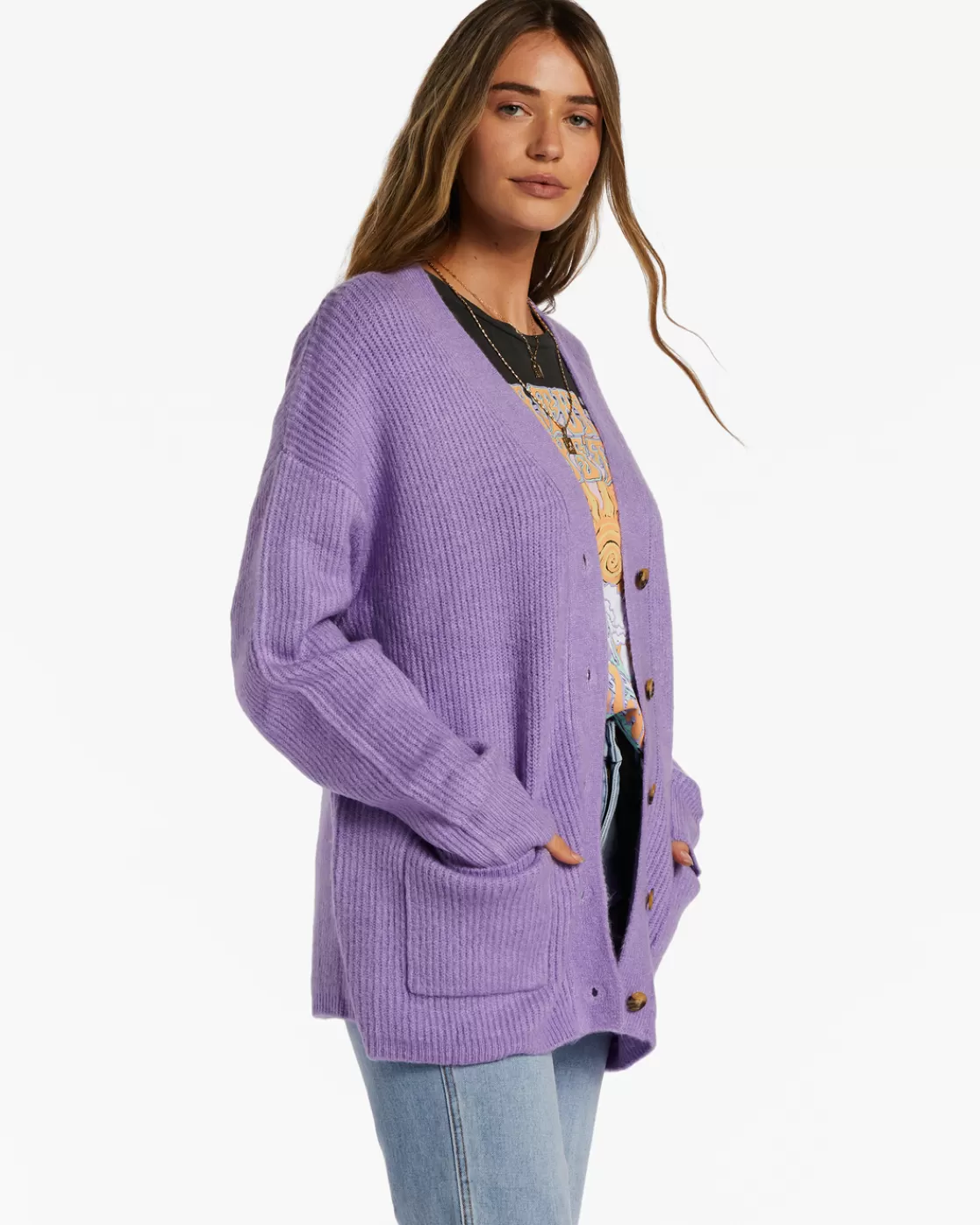 Sale Billabong So Chill Cardigan LILAC BREEZE