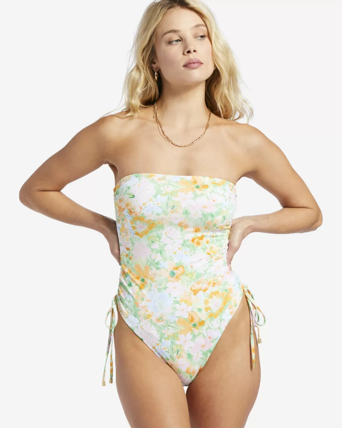 Discount Billabong Soft Rave Naomi Bandeau One-Piece Swimsuit GREEN