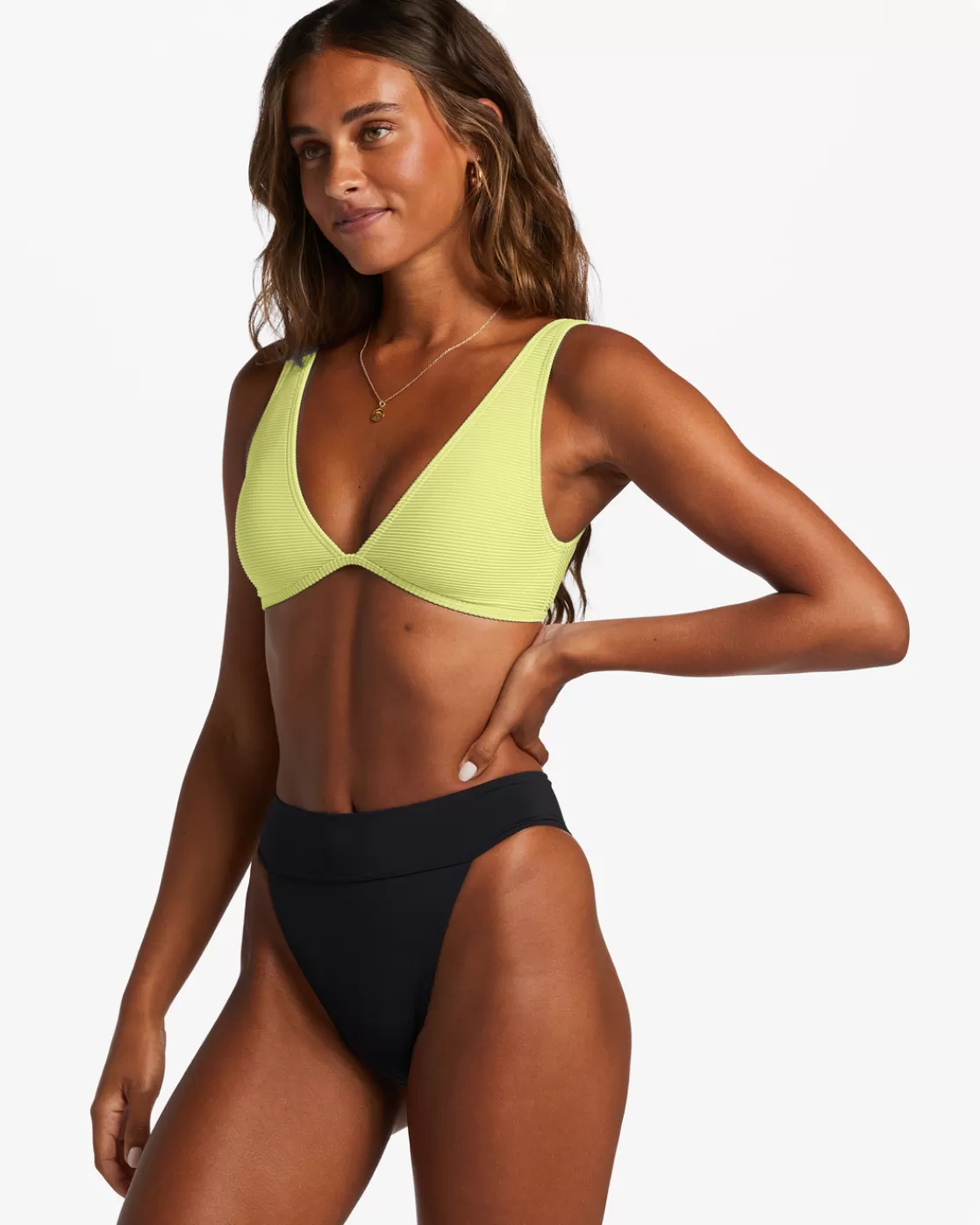 Cheap Billabong Sol Searcher Ava Tank Bikini Top LIGHT LIME