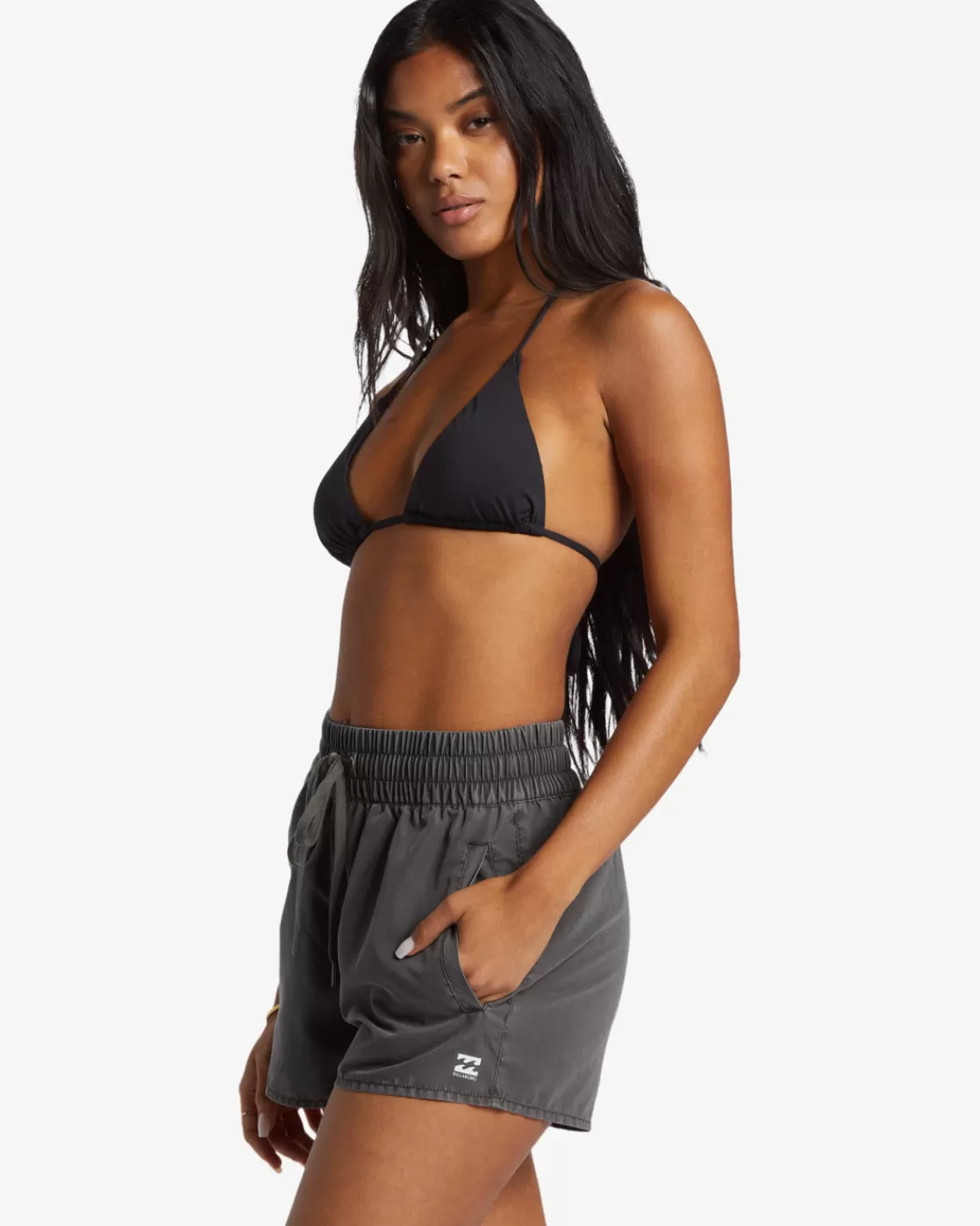 Shop Billabong Sol Searcher New Elastic Waist Swim Shorts BLACK PEBBLE