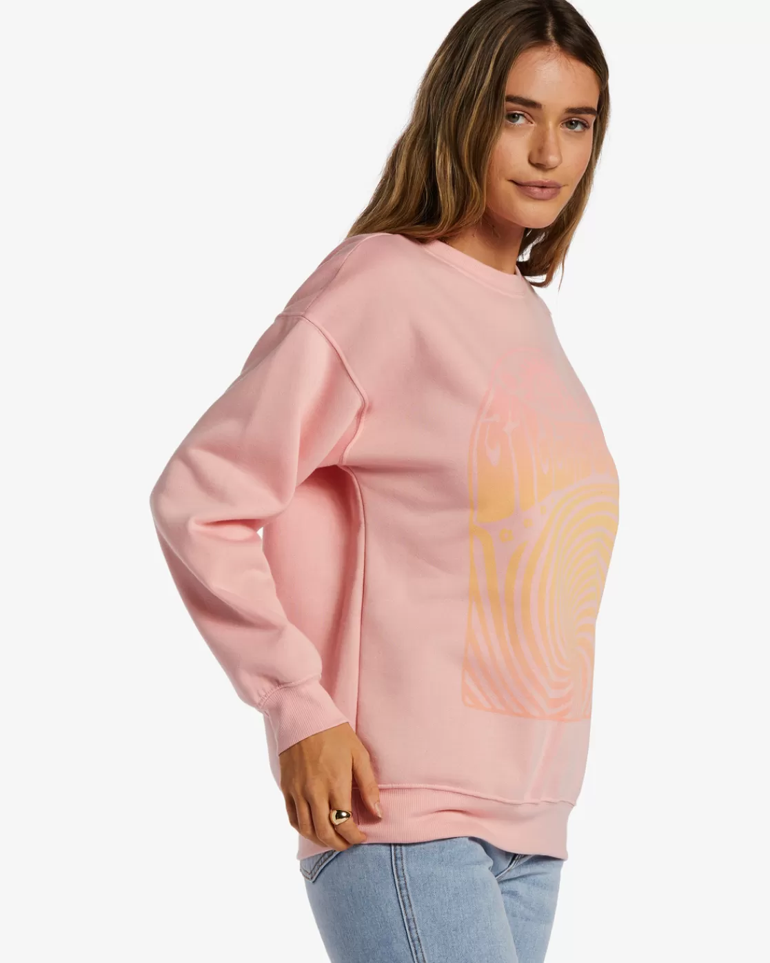 Shop Billabong Stay Wavy Sweatshirt PINK LEMONADE