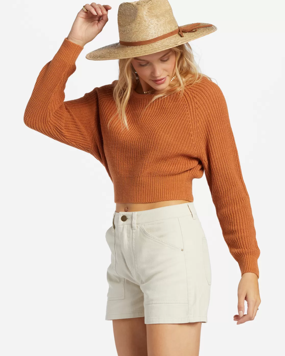 Fashion Billabong Sun Soaked V-Neck Sweater TOFFEE