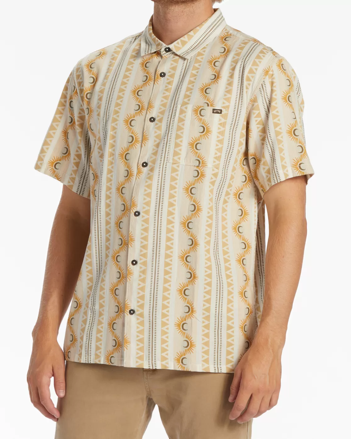 New Billabong Sundays Jacquard Short Sleeve Shirt STONE