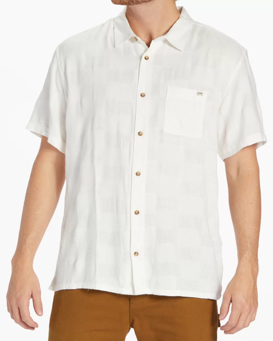 Clearance Billabong Sundays Jacquard Short Sleeve Shirt OFF WHITE