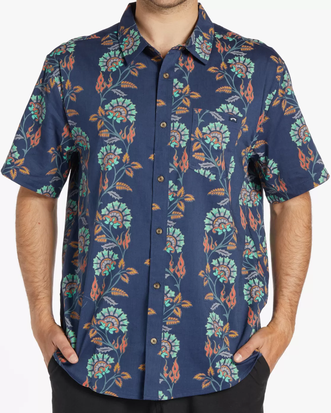 New Billabong Sundays Short Sleeve Shirt DARK BLUE