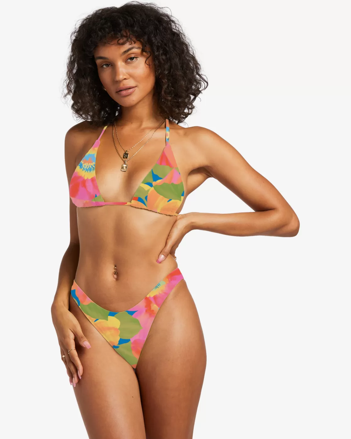 New Billabong Sunny Coast Triangle Bikini Top MULTI