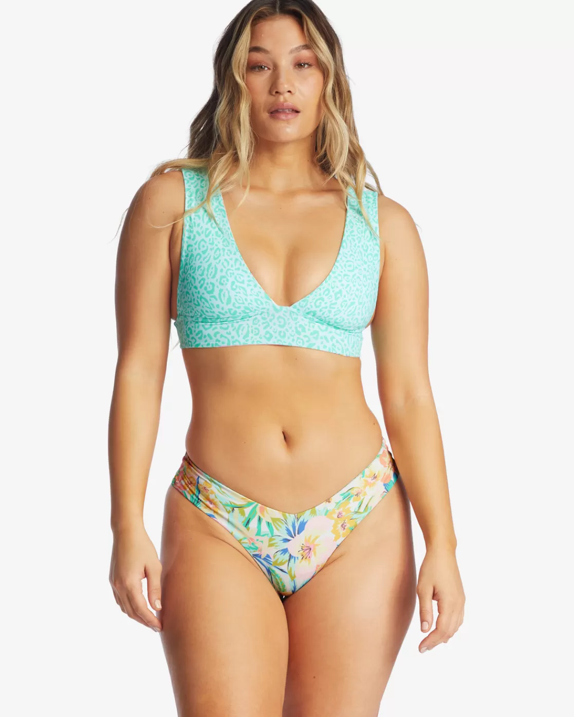 Clearance Billabong Sweet Tropics Reversible Plunge Bikini Top MULTI