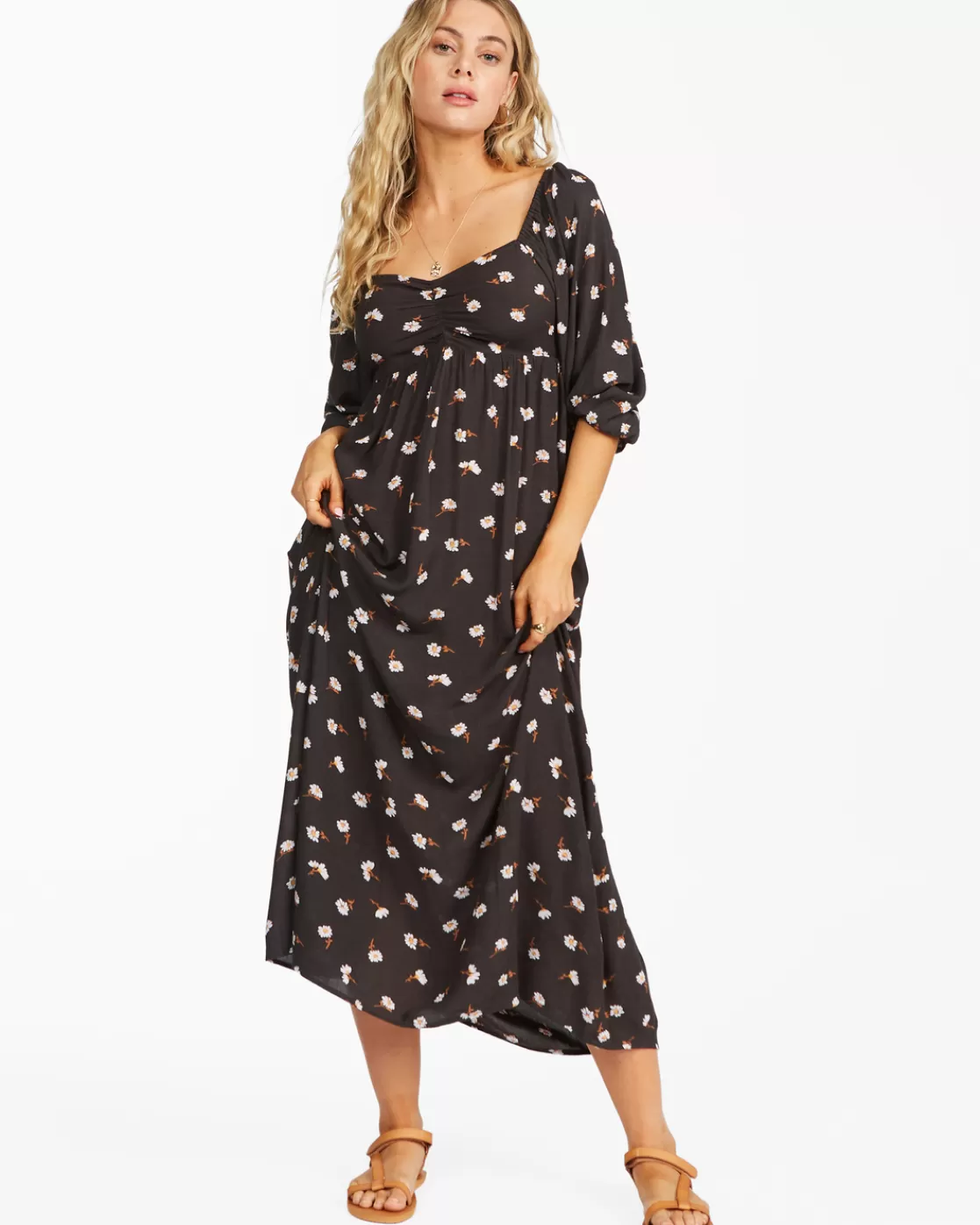 Best Sale Billabong Swept Away Midi Dress OFF BLACK