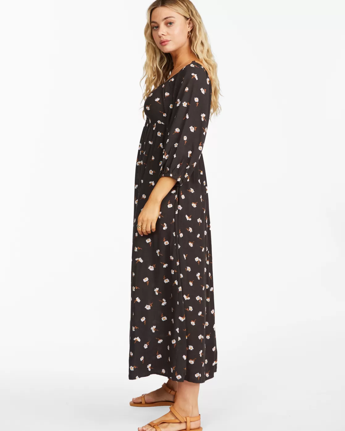 Best Sale Billabong Swept Away Midi Dress OFF BLACK