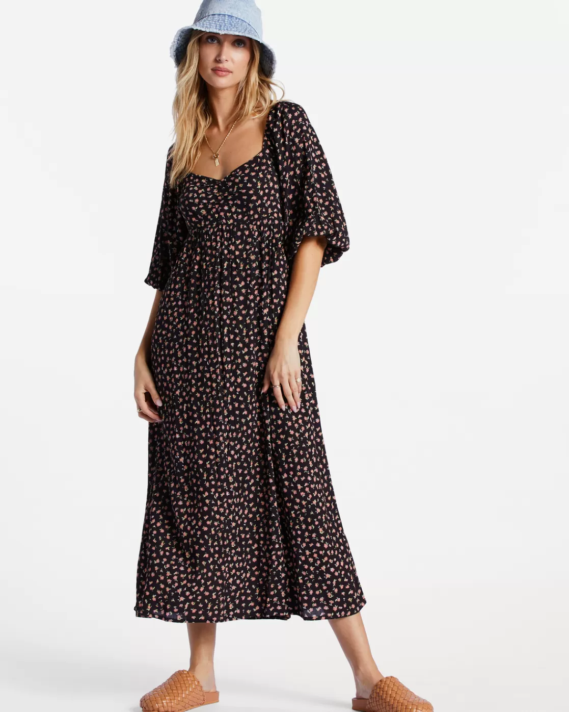 Best Sale Billabong Swept Away Midi Dress BLACK PEBBLE