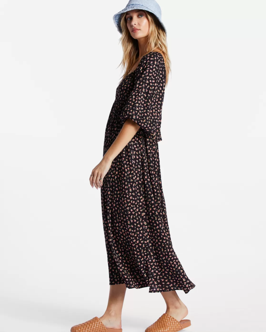 Best Sale Billabong Swept Away Midi Dress BLACK PEBBLE