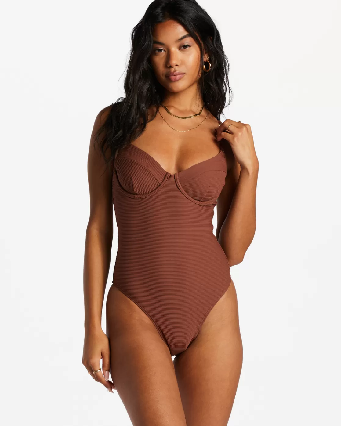 Discount Billabong Tanlines One-Piece Swimsuit MOCHA