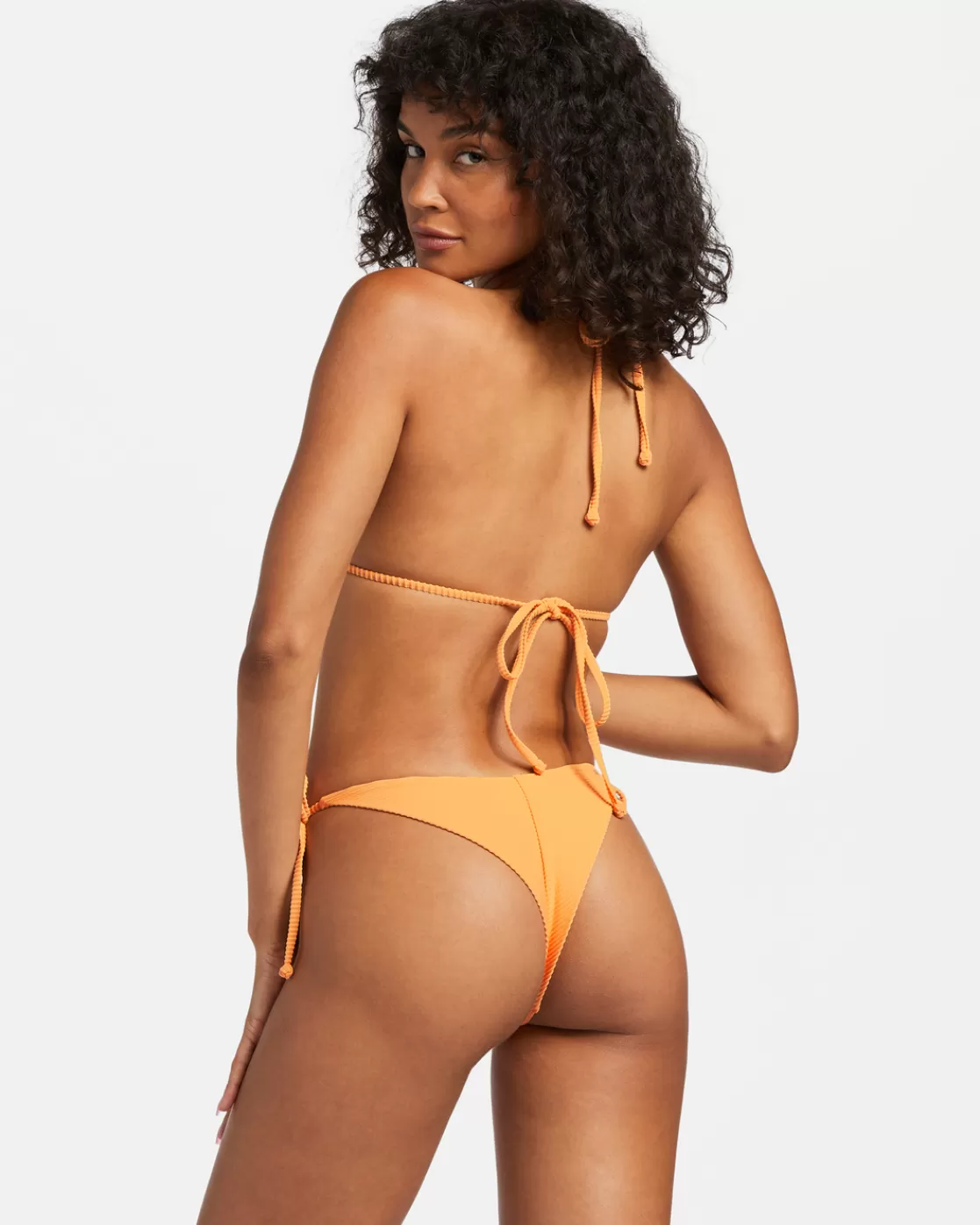 Outlet Billabong Tanlines Tie Side Tanga Bikini Bottoms ORANGE PEEL