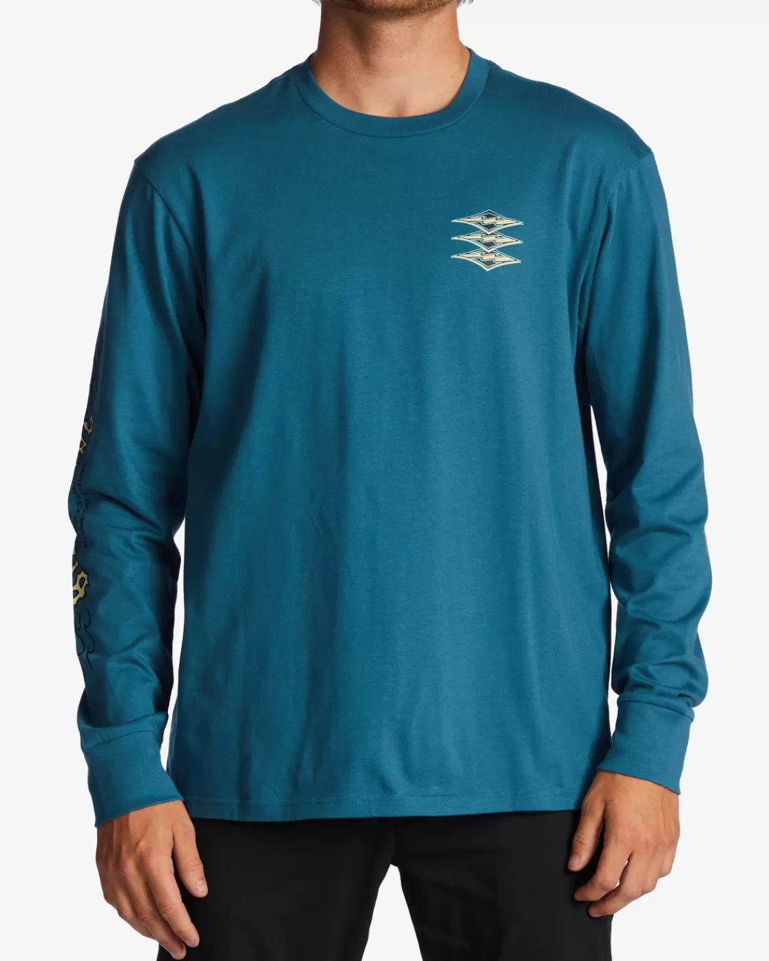 New Billabong Throw Back Long Sleeve T-Shirt BLUE LAGOON