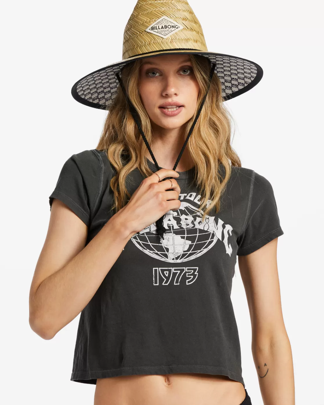 Cheap Billabong Tipton Straw Lifeguard Hat BLACK PEBBLE