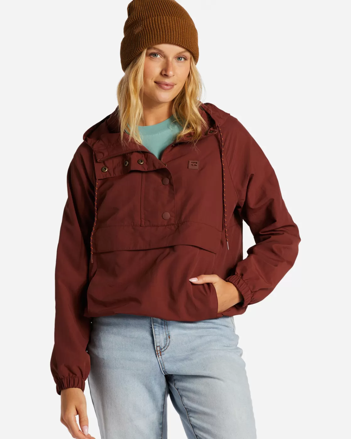 New Billabong Trail Along Anorak Pullover Jacket ROSEWOOD