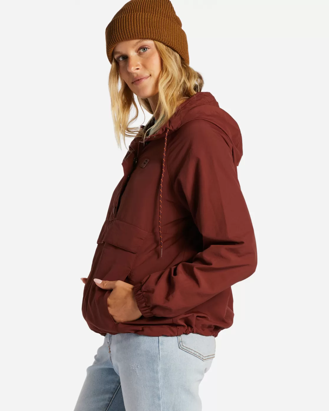 New Billabong Trail Along Anorak Pullover Jacket ROSEWOOD