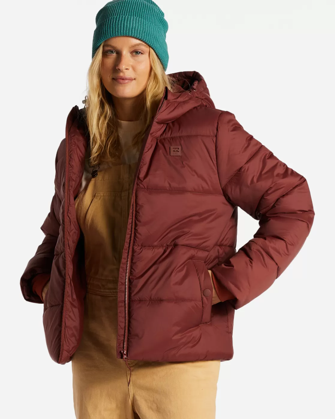 New Billabong Transport Puffer Jacket ROSEWOOD