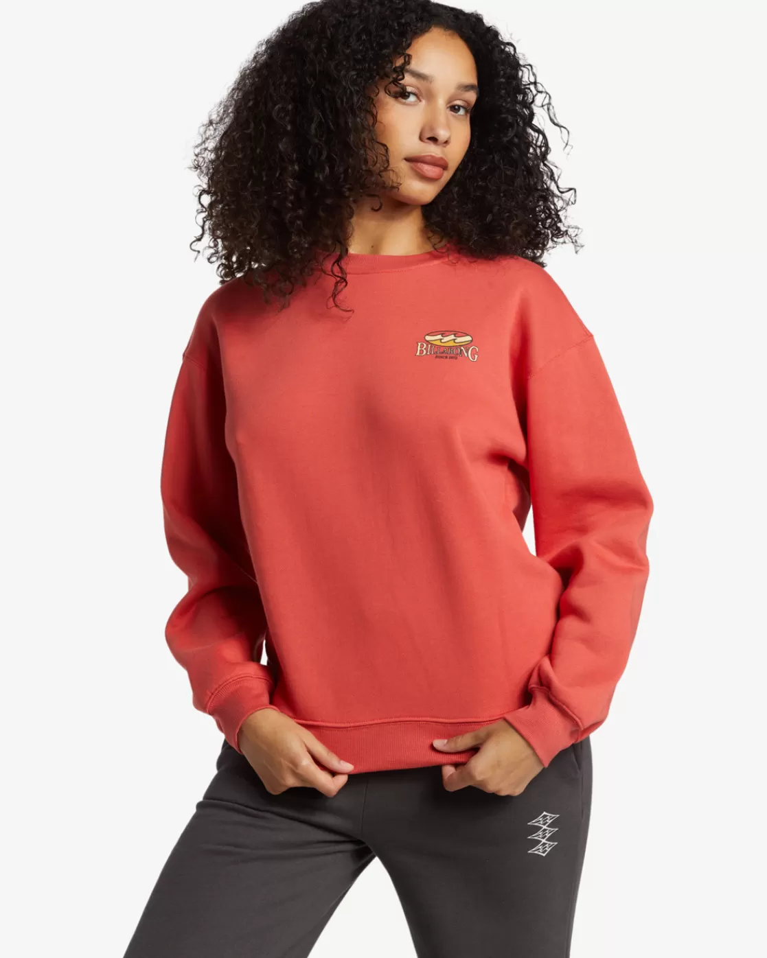 Outlet Billabong Tricolor Hibiscus Sweatshirt RED ROCK