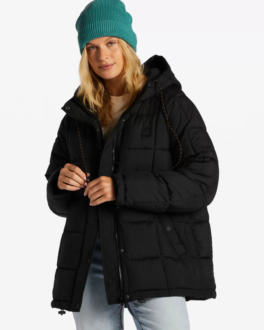 Outlet Billabong Venture On Puff Zip-Up Hooded Jacket BLACK 1