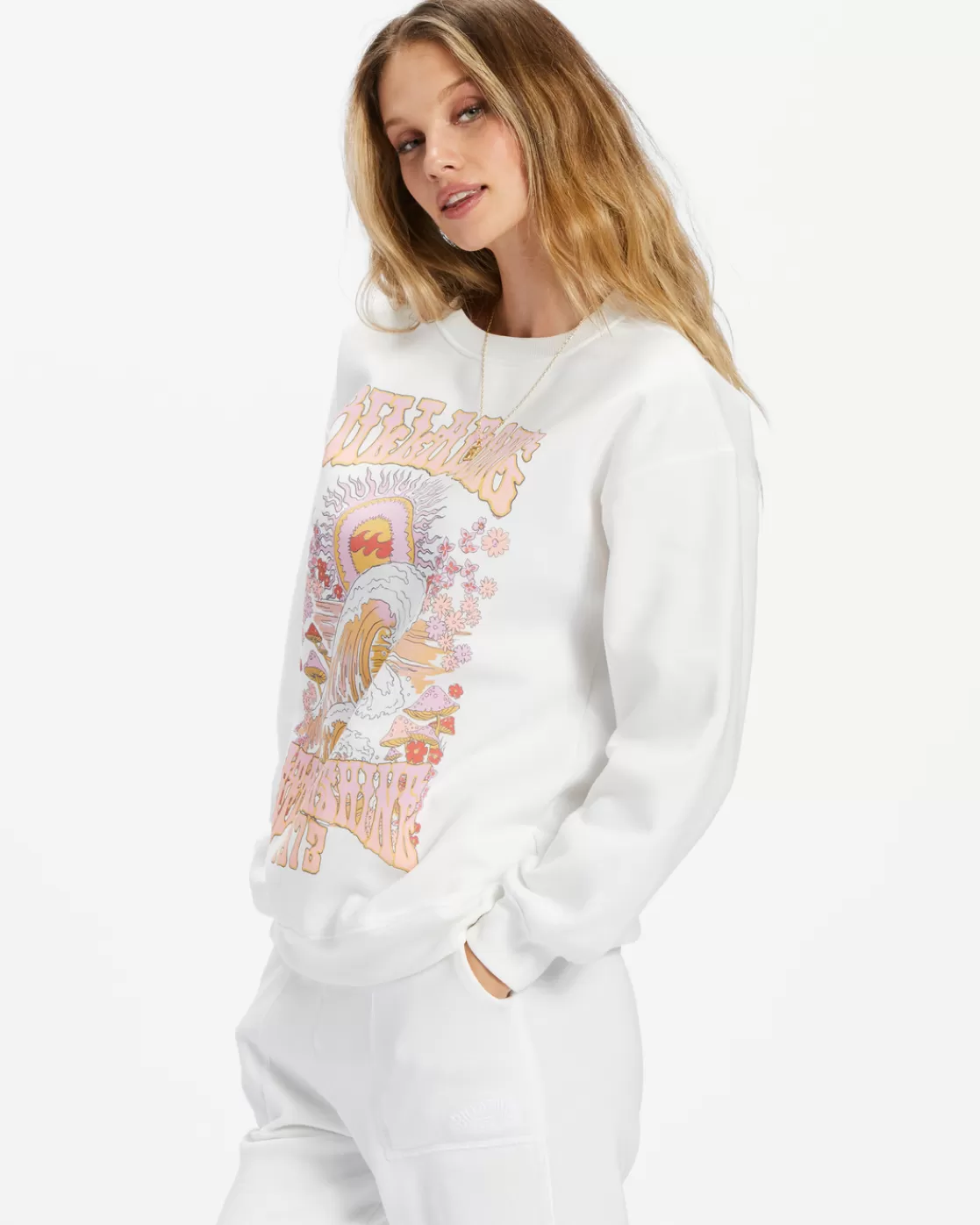 Fashion Billabong You Are Sunshine Sweatshirt SALT CRYSTAL