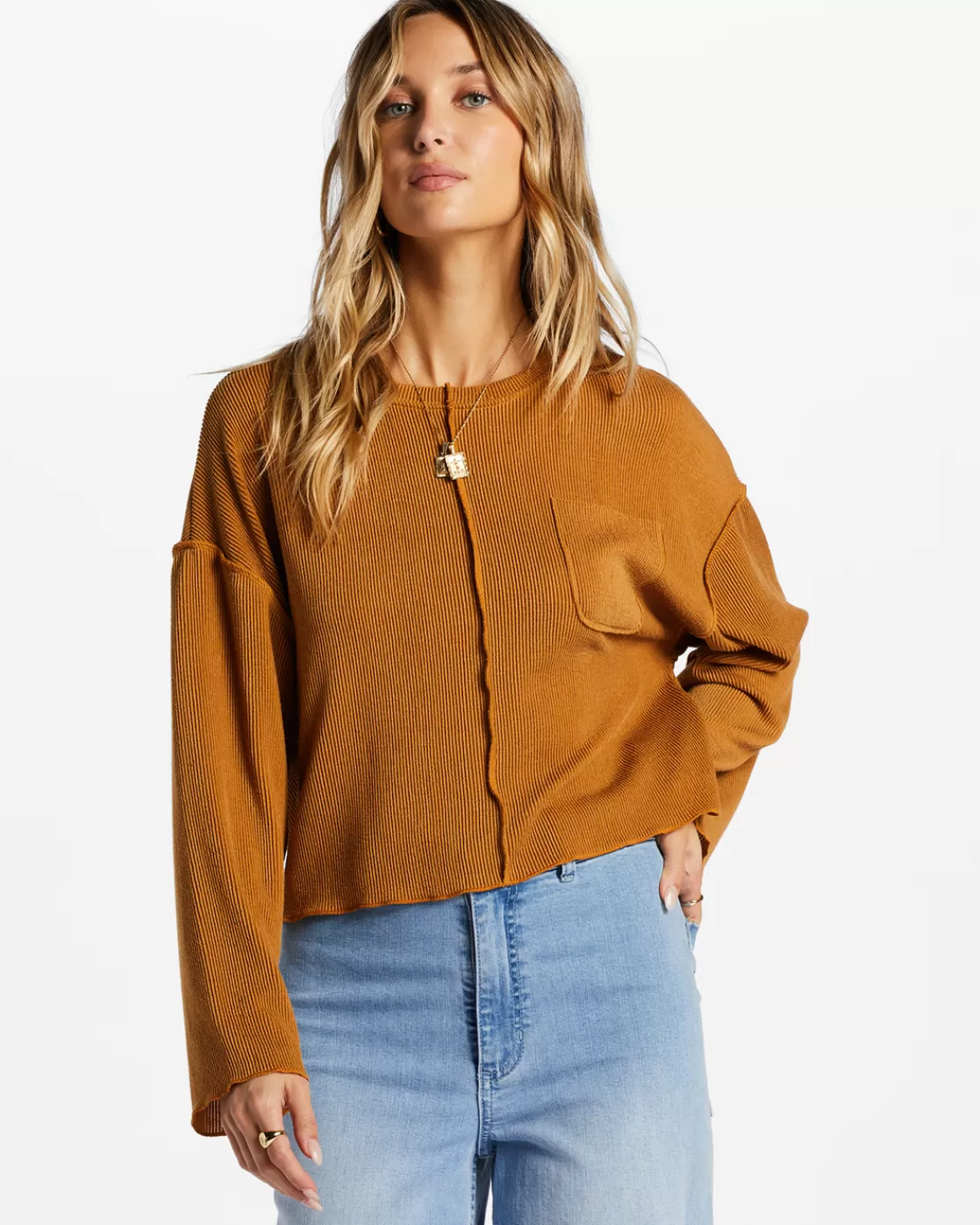 Flash Sale Billabong You Seam Happy Rib Knit Top CIDER