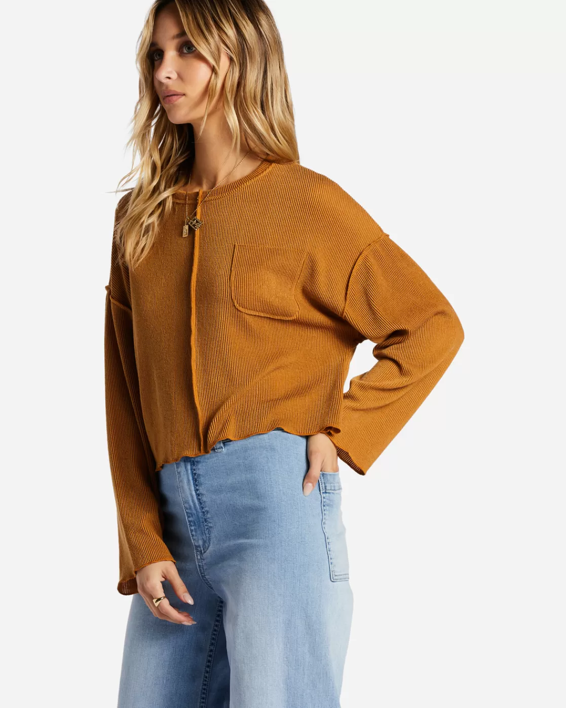 Flash Sale Billabong You Seam Happy Rib Knit Top CIDER